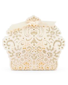 Luscious Foil Lace Favor Box With Ribbon