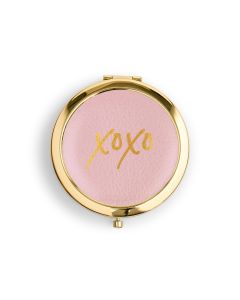 Personalized Engraved Faux Leather Compact Mirror - XOXO