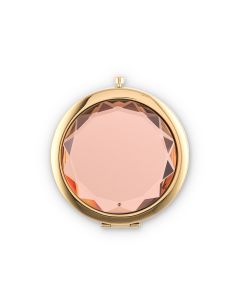 Personalized Jewel Compact Mirror Gift - Peach Pink Morganite