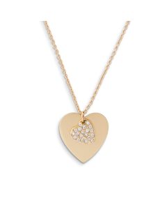 Personalized Gold Engraved Charm Necklace – Crystal Double Swing Heart