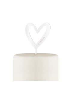 Personalized Mod Heart Acrylic Cake Topper - White