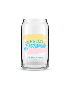 Personalized Can Shaped Drinking Glass – Hello Summer Print