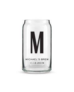 Personalized Can Shaped Drinking Glass – Monogram Print