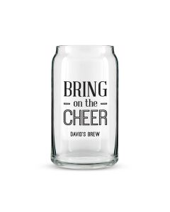 Personalized Can Shaped Drinking Glass – Bring On The Cheer Print