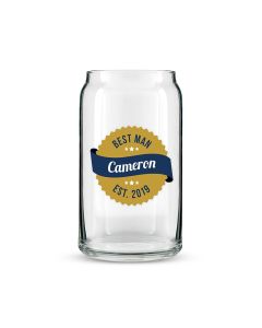 Personalized Can Shaped Drinking Glass – Gold Seal Print