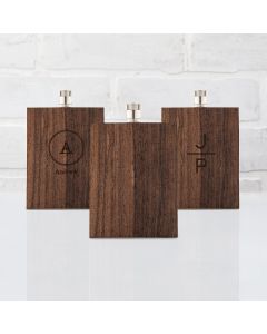 Personalized Rustic Wood Wrapped Stainless Steel Hip Flask