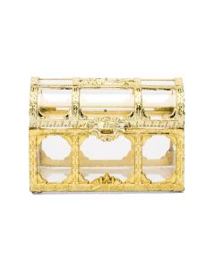Small Clear Plastic Wedding Favor Container Set - Gold Treasure Chest (set of 2)