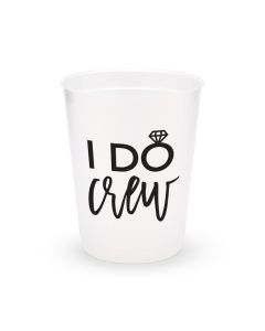 Personalized Frosted Plastic Party Cups - I Do Crew - Set of 8