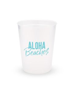 Personalized Frosted Plastic Party Cups - Aloha Beaches - Set of 8