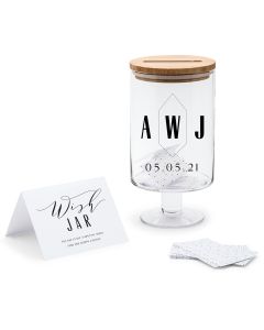 Personalized Glass Wedding Wishes Guest Book Jar - Geo Monogram