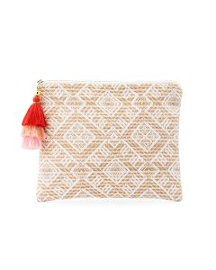 Women's Personalized Geo Tribal Print Makeup Bag - White