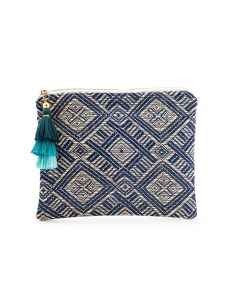 Women's Personalized Geo Tribal Print Makeup Bag - Navy Blue