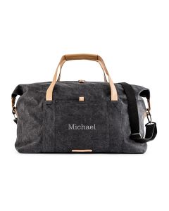 Large Personalized Canvas Travel Duffle Bag - Black