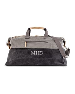 Large Personalized Canvas Travel Duffle Bag - Black & Gray
