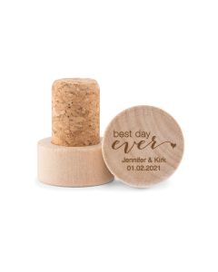 Custom Engraved Reusable Wooden Bottle Stopper - Best Day Ever