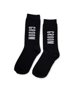 Men’s Black Wedding Party Dress Socks - Groom