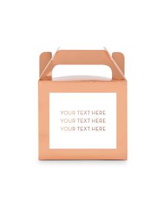 Personalized Rose Gold Rectangle Paper Favor Box With Handle