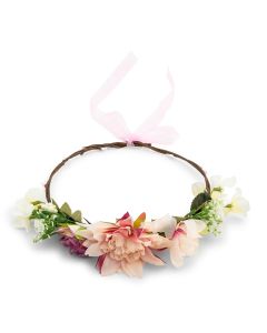 Bridal Party Flower Crown Wreath - Light Pink Dahlia Medley