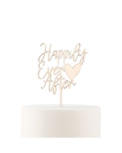 Natural Wood Cake Topper Decoration - Happily Ever After