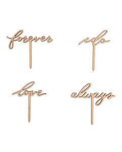 Natural Wood Cupcake Topper Picks - Love Collection - Set Of 12