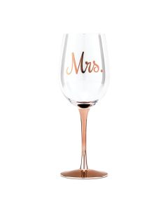 Rose Gold Stemmed 18 Oz. Wine Glass - Mrs.