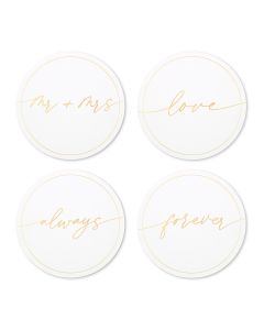 Round Paper Drink Coasters - Mr And Mrs Collection - Set Of 12