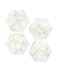 Hexagonal Paper Drink Coasters - Geo Marble Collection - Set Of 12