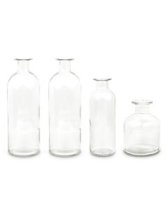 Assorted Glass Bottle Flower Vases - Clear - Set Of 4
