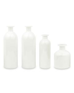Assorted Glass Bottle Flower Vases - White - Set Of 4