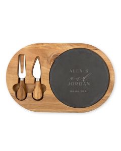 Personalized Wood & Slate Serving Board Set