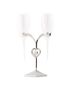 Clear Glass Flutes With Silver Plated Stand