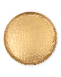 Round Gold Wood Decorative Coffee Table Trays - Large - Set Of 2