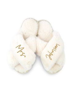 Custom Printed Plush Crossband Slide House Slippers
