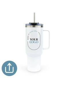 Custom Printed 40 oz. Stainless Steel Tumbler with Handle and Straw for Corporate Gifts - Your Business Logo