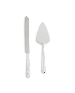 Silver Plated Cake Serving Set with Raised Loop Heart