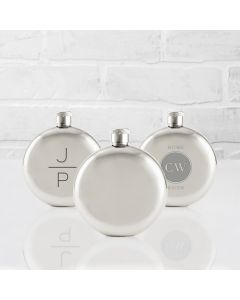 Personalized Silver Stainless Steel Round Hip Flask