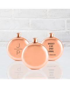 Round Rose Gold Stainless Steel Hip Flask