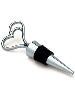 Silver Double Heart Wine Bottle Stopper Gift Boxed