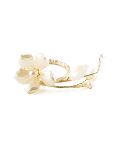 Pearl & Vintage Gold Wire Ornamental Floral Mini Ring (8)