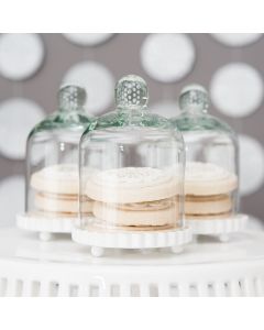 Small Glass Bell Jar with White Base Wedding Favor (4)