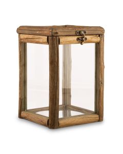 Rustic Wood And Glass Box With Hinged Lid