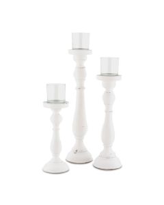 Shabby Chic Spindle Candle Holder Set