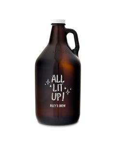 Personalized Glass Beer Growler - All Lit Up! Printing