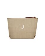 Women's Personalized Napa Linen Makeup Bag- Tan