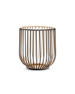 Small Geometric Wire Basket Tea Light Candle Holder - Black & Gold