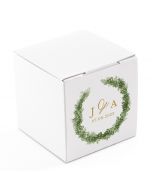 Miniature Custom Printed Square Paper Favor Boxes - Love Wreath Initial