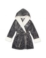 Women’s Personalized Embroidered Fluffy Plush Robe With Hood - Grey