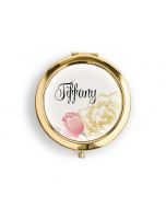 Personalized Engraved Bridal Party Compact Mirror - Modern Floral Gold
