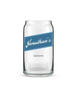 Personalized Can Shaped Drinking Glass – Vintage Cursive Print