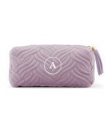 Small Personalized Velvet Quilted Makeup Bag For Women- Lavender Purple